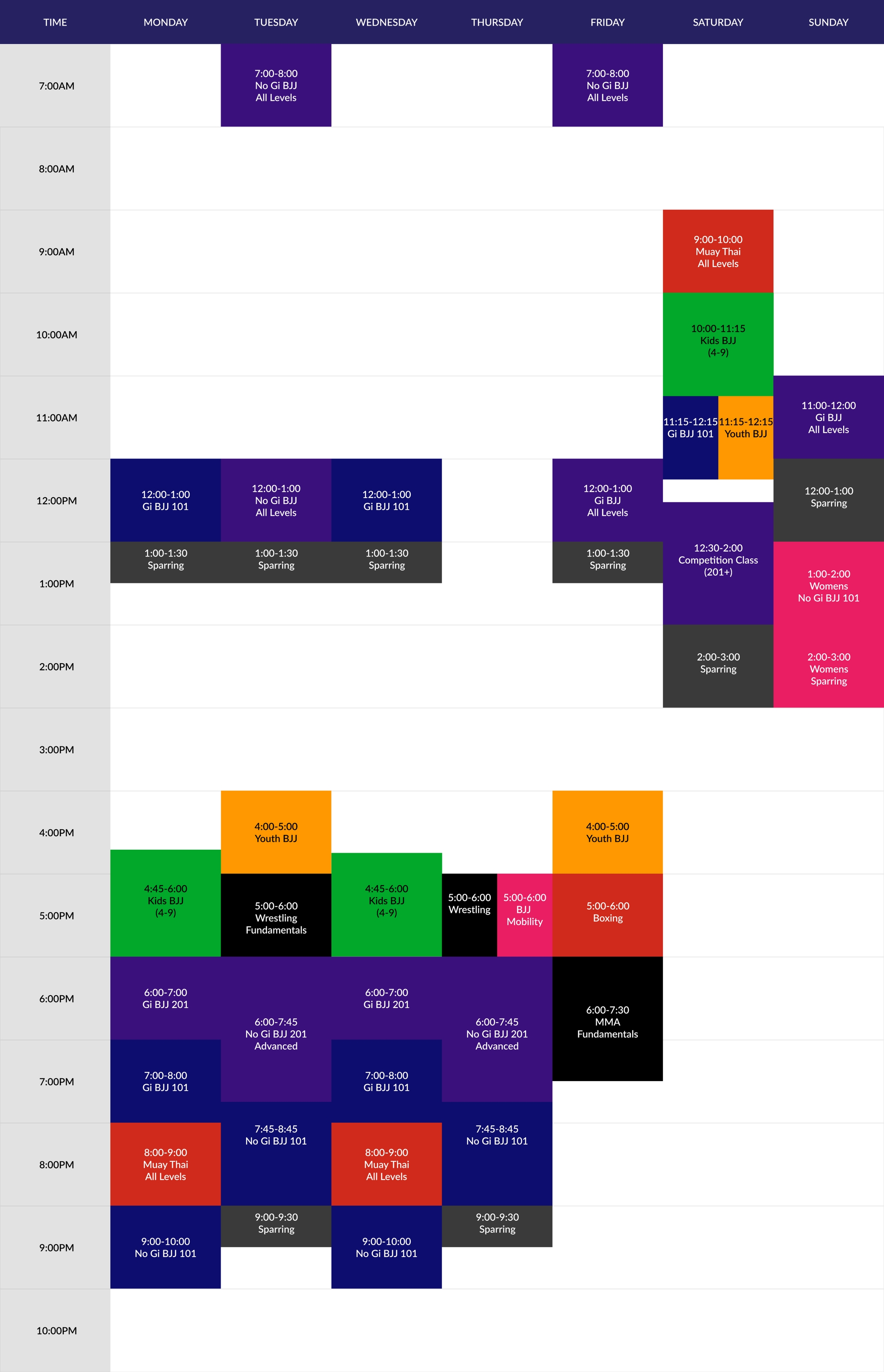 OpenMat current schedule