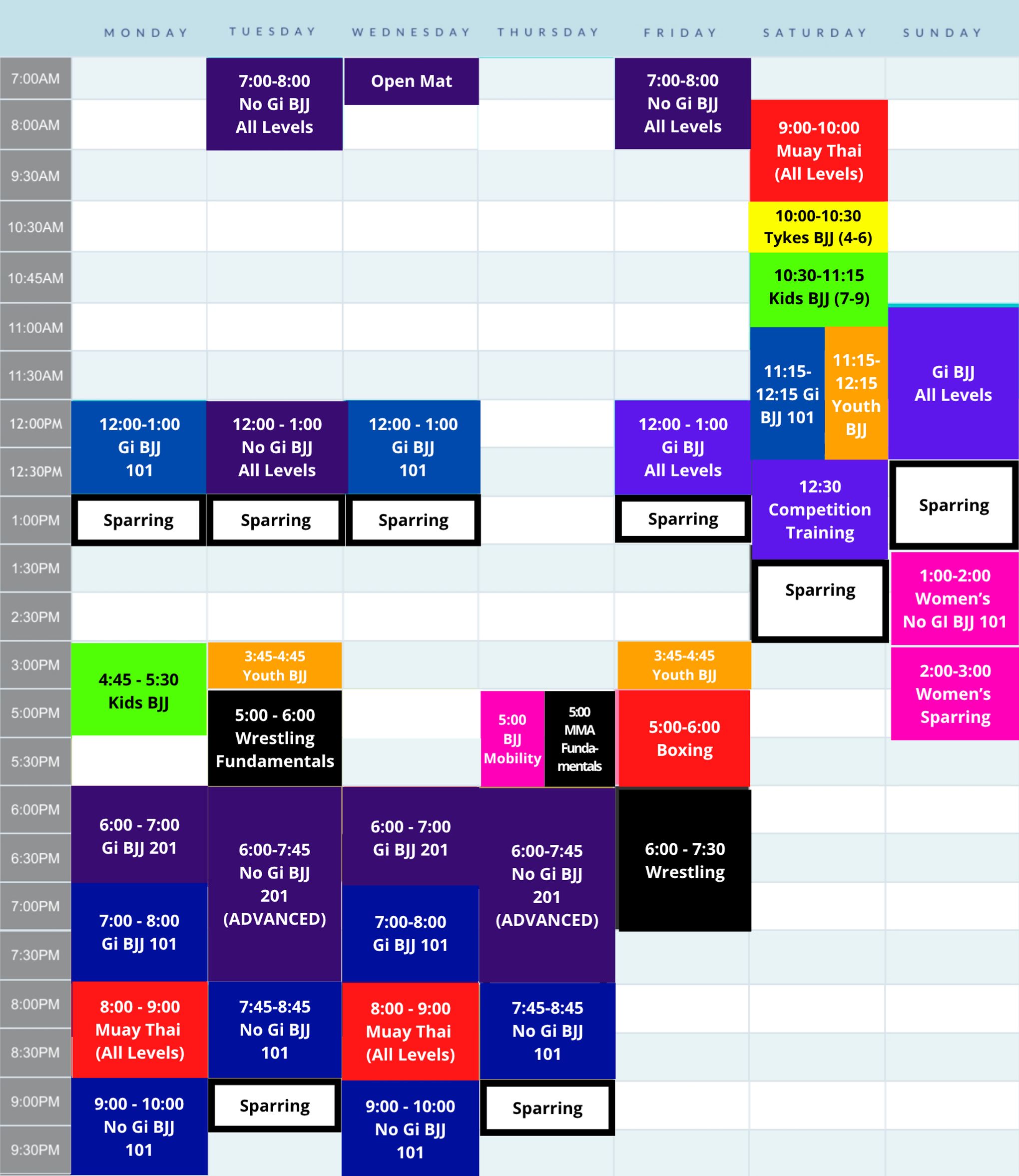 OpenMat current schedule
