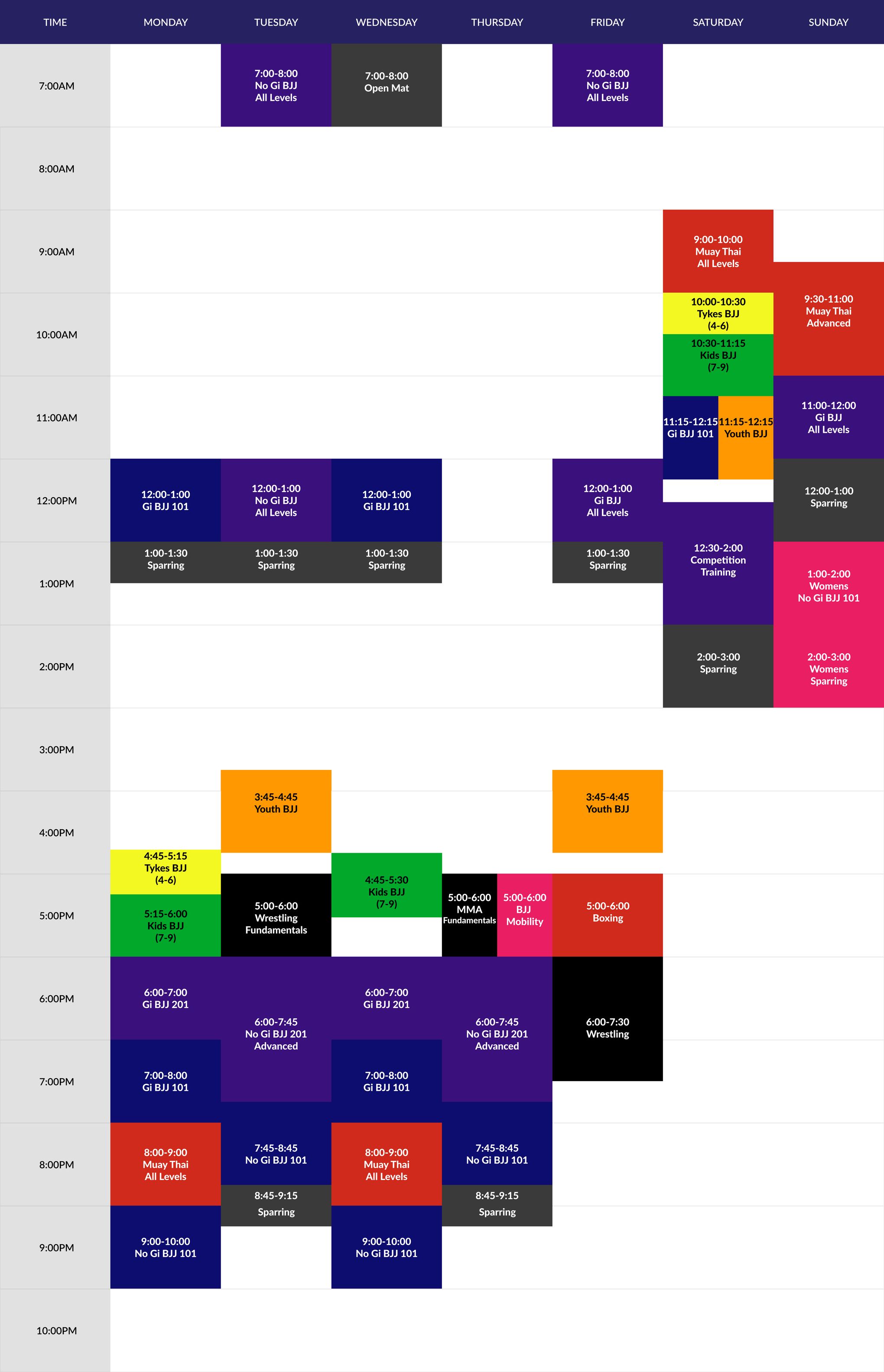 OpenMat current schedule