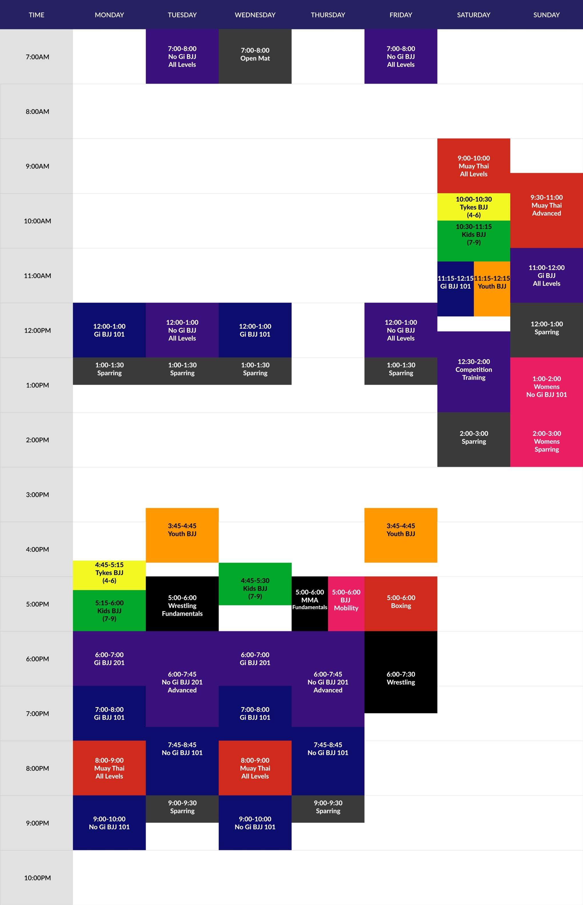 OpenMat current schedule
