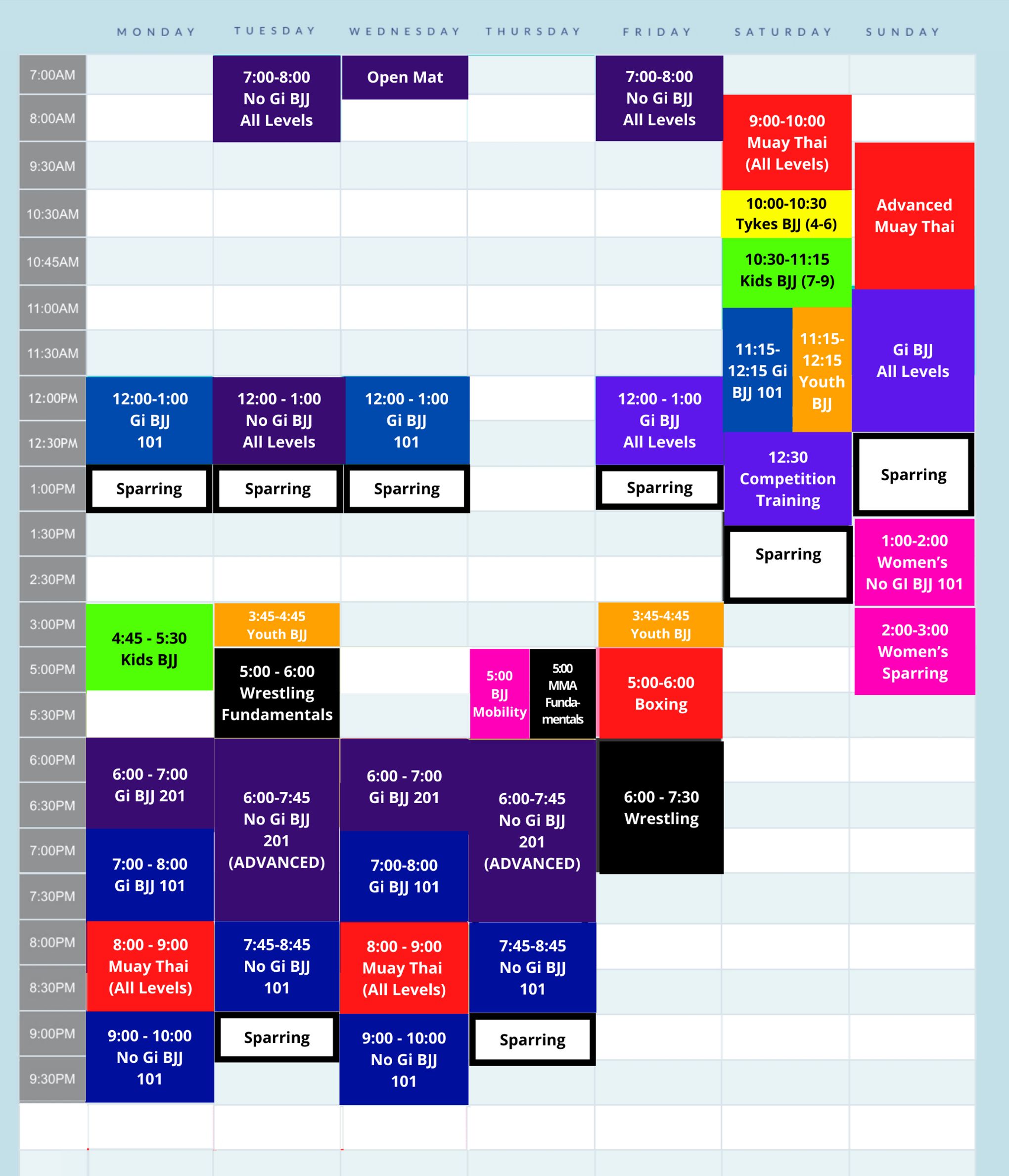 OpenMat current schedule